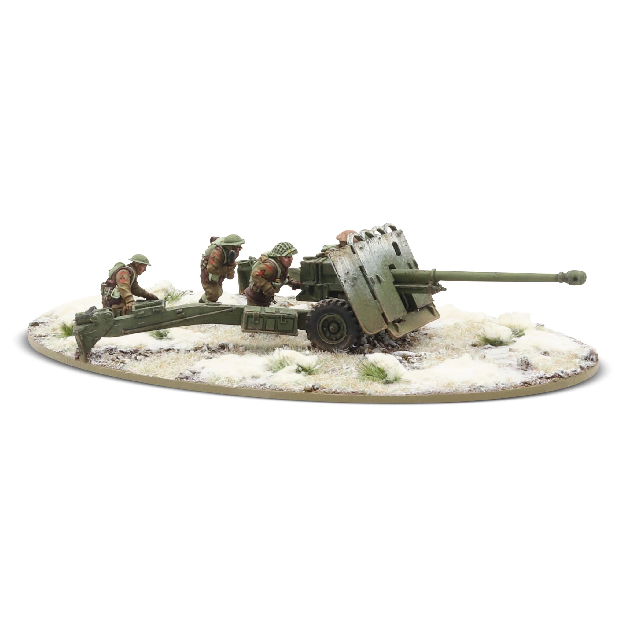17 pdr anti-tank gun with British infantry (winter) crew