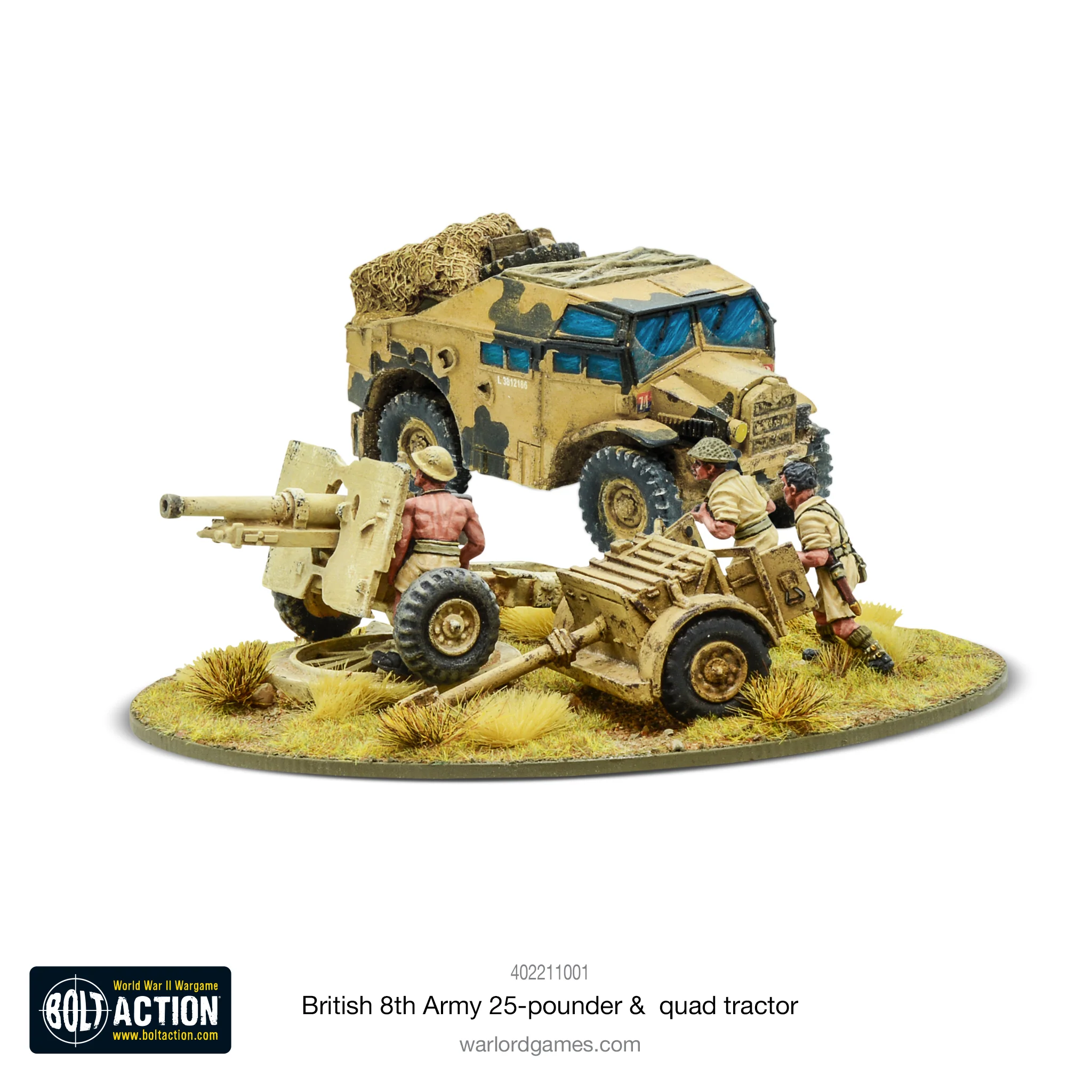 8th Army 25 pounder Light Artillery, Quad & Limber - Image 2