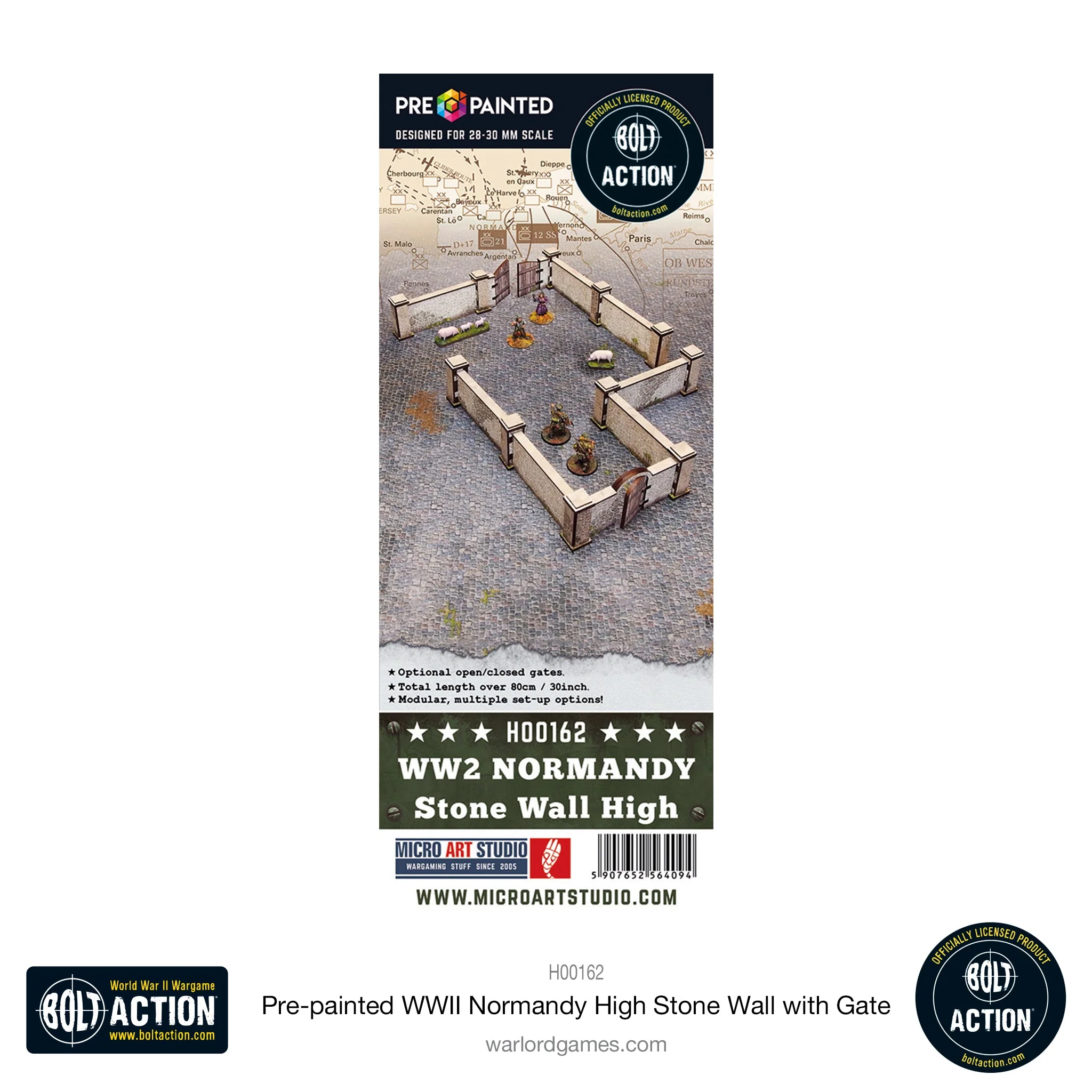 Bolt Action: Pre-painted WWII Normandy High Stone Wall with Gate - Image 6