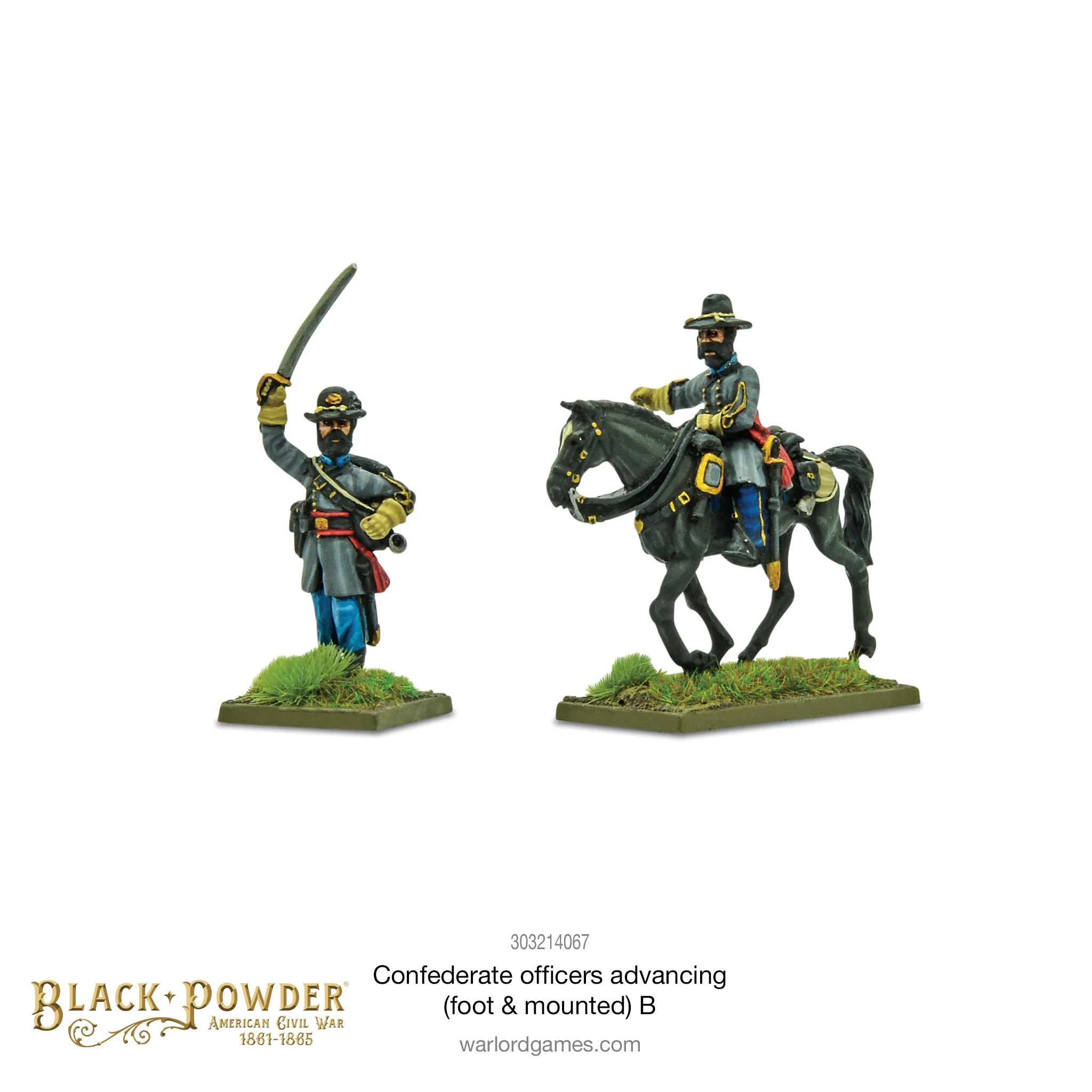 Confederate Officers advancing (foot & mounted) B