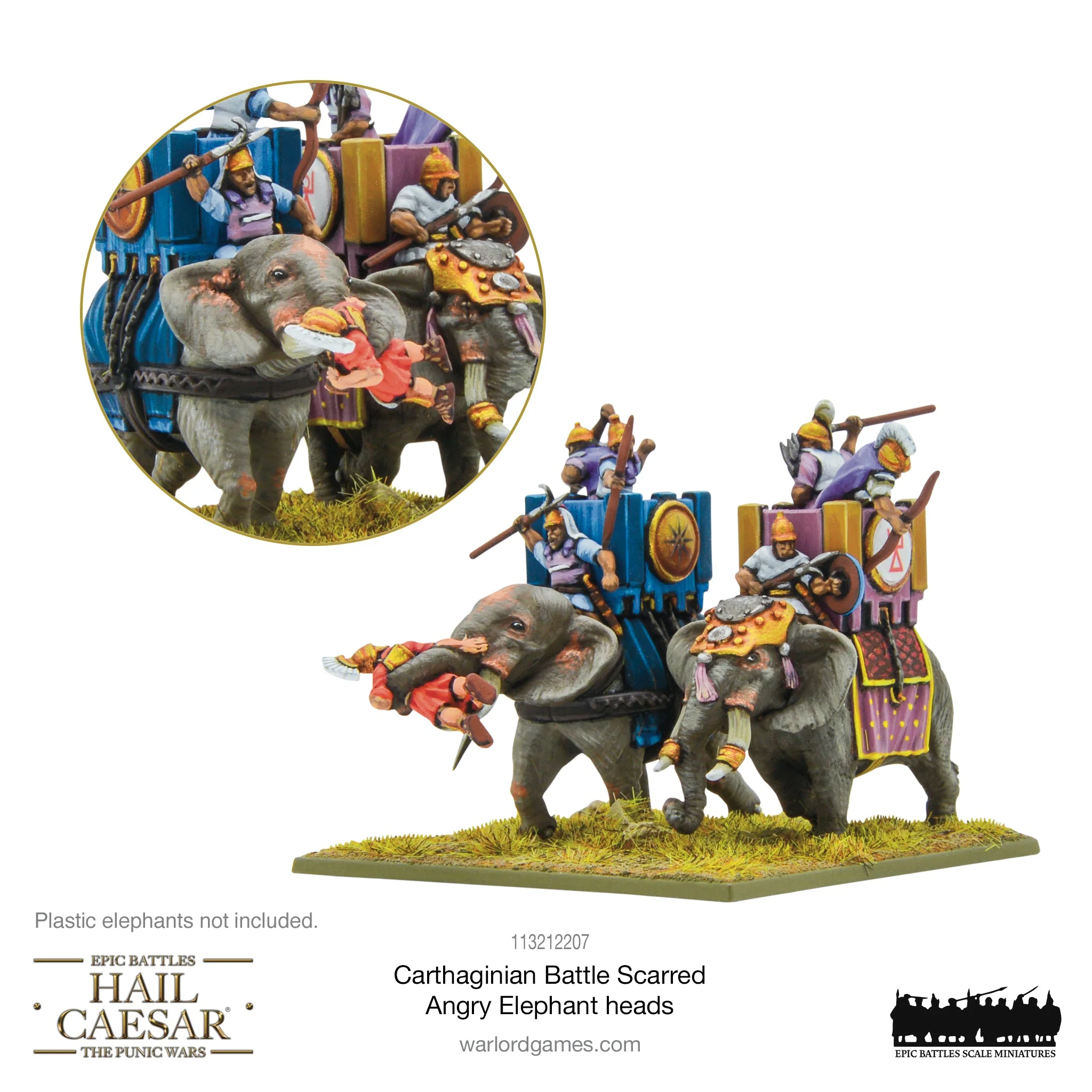 Hail Caesar Epic Battles: Carthaginian Battle Scarred Angry Elephant heads - Image 2