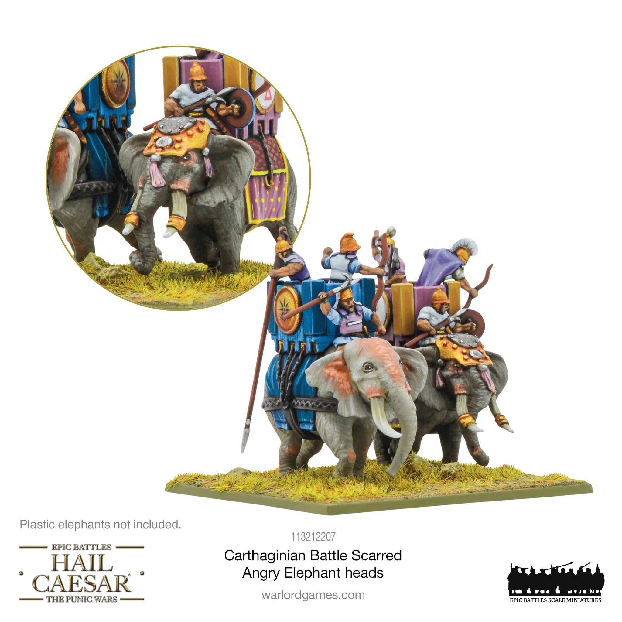 Hail Caesar Epic Battles: Carthaginian Battle Scarred Angry Elephant heads - Image 3
