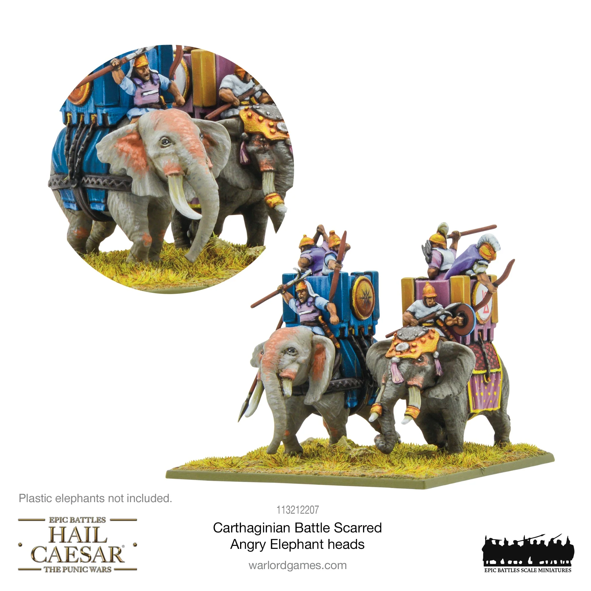 Hail Caesar Epic Battles: Carthaginian Battle Scarred Angry Elephant heads - Image 4