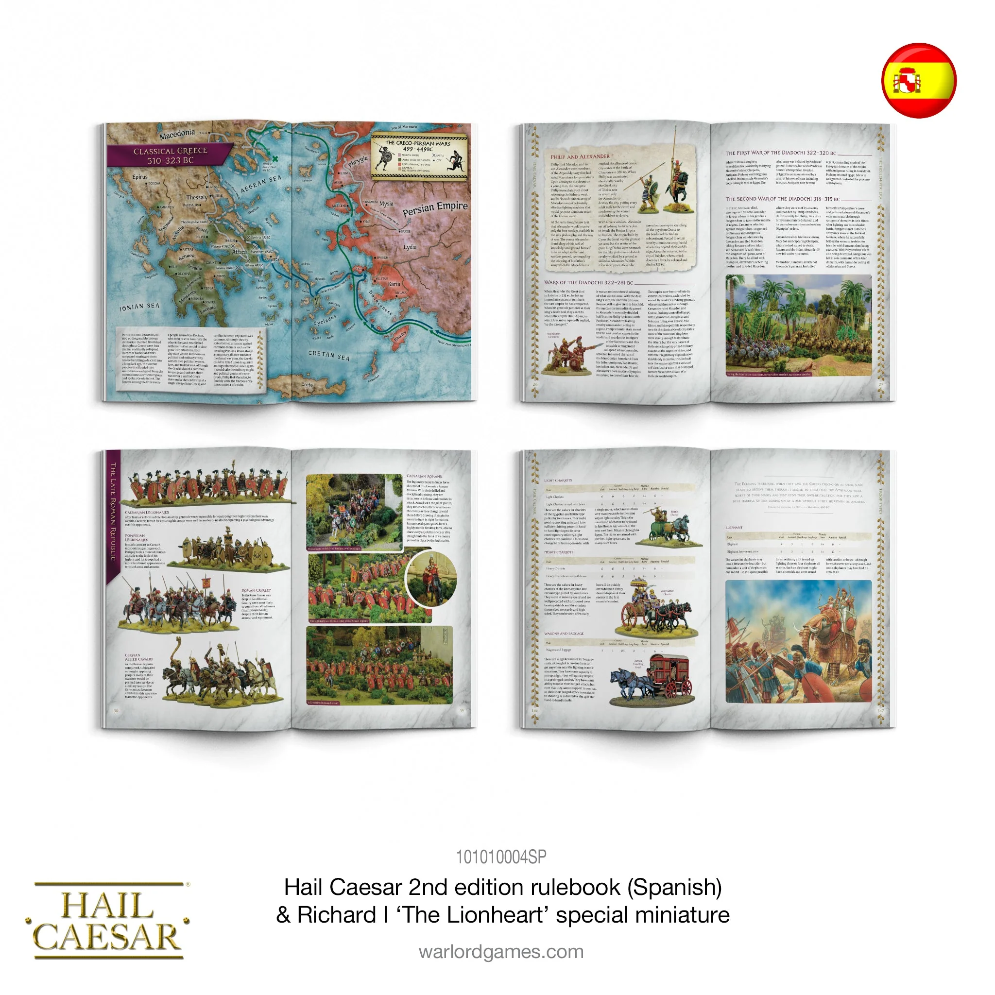 Hail Caesar Rulebook (Spanish Language) & Richard I, The Lionheart Special Figure - Image 2