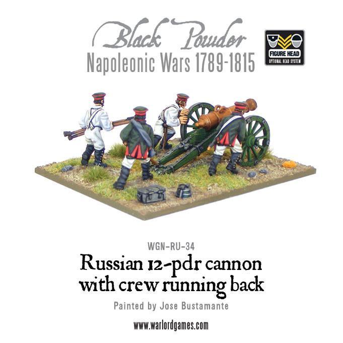 Napoleonic Russian 12 pdr cannon 1809-1815 with crew running back - Image 3