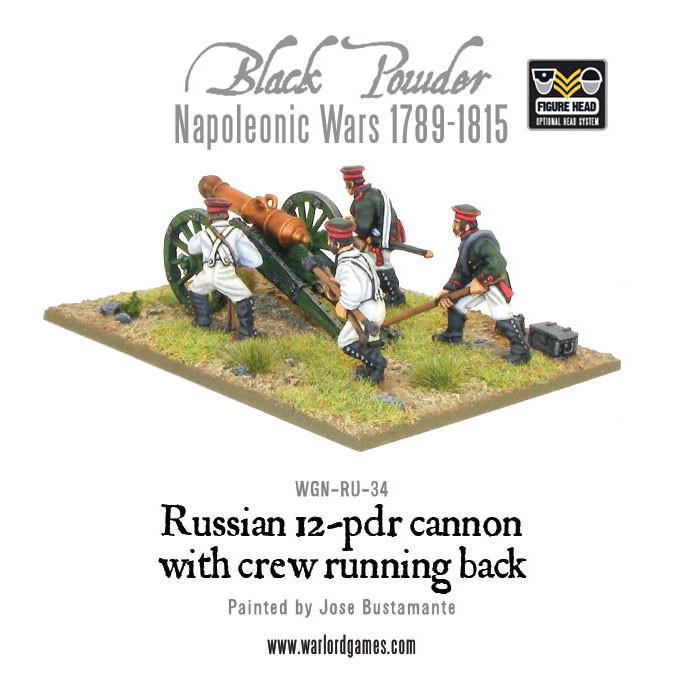 Napoleonic Russian 12 pdr cannon 1809-1815 with crew running back - Image 4