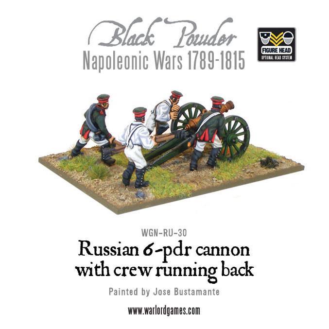 Napoleonic Russian 6 pdr cannon 1809-1815 with crew running back - Image 3