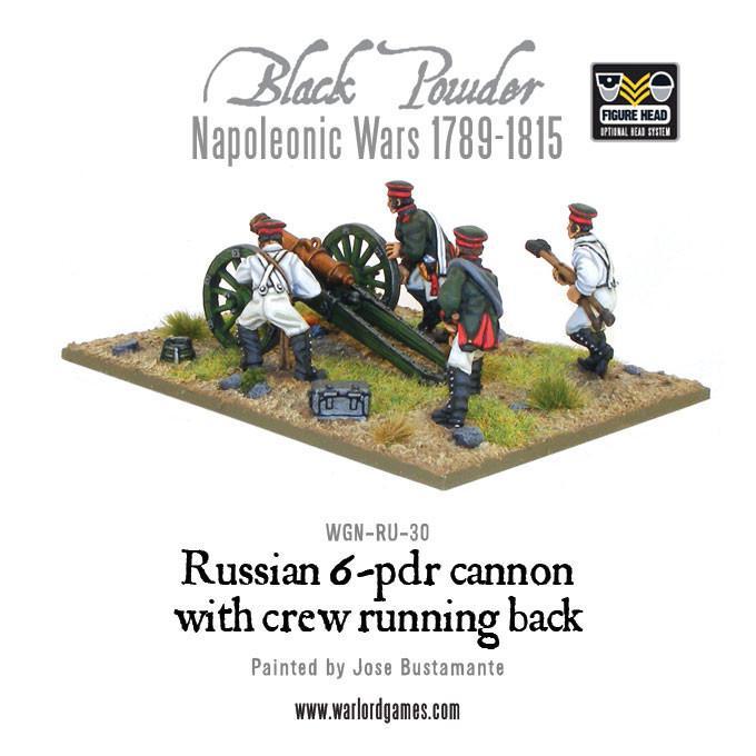 Napoleonic Russian 6 pdr cannon 1809-1815 with crew running back - Image 4