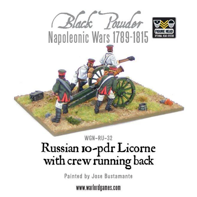 Napoleonic Russian 10-pdr Licorne howitzer 1809-1815 with crew running back - Image 3