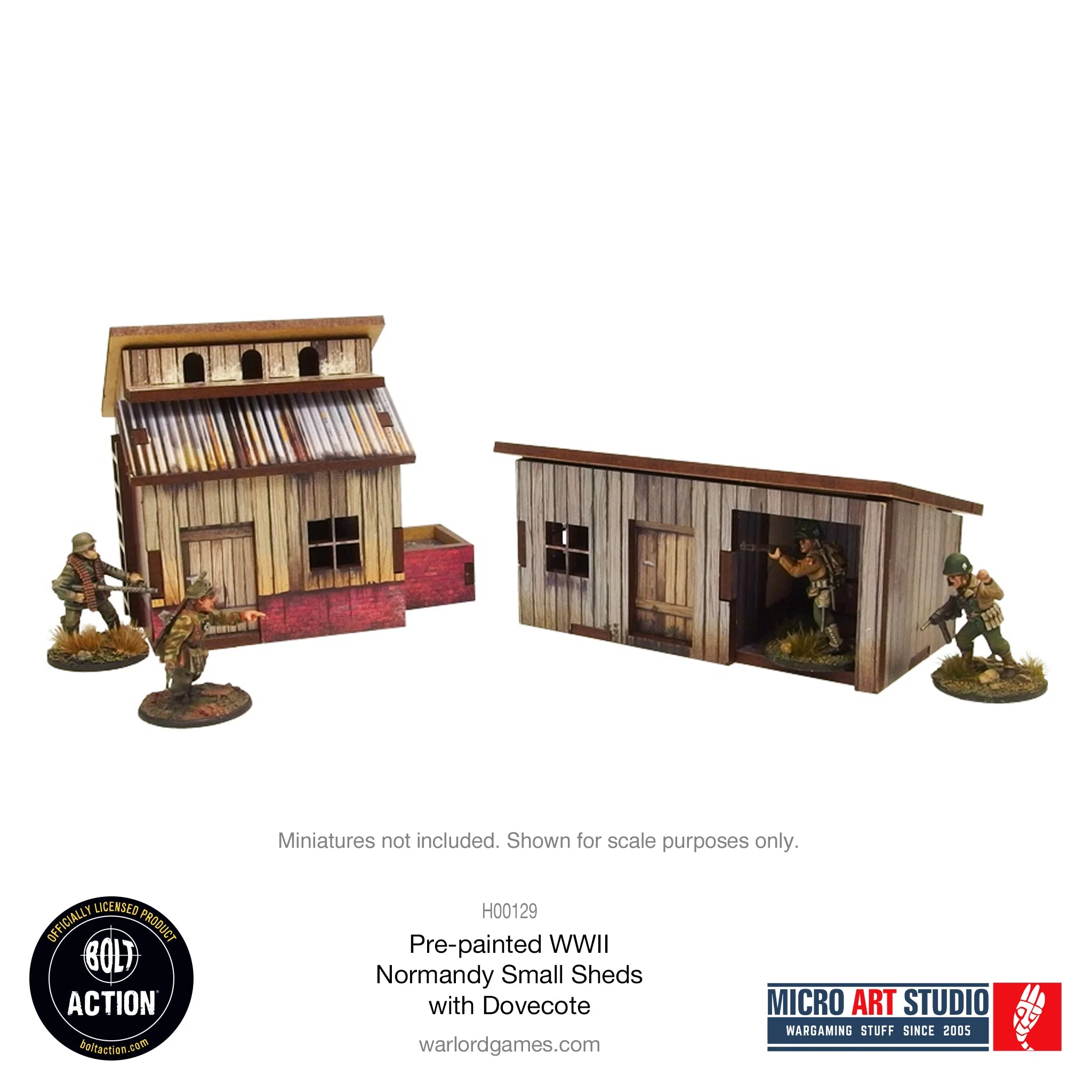 Pre-painted WW2 Normandy Small Sheds with Dovecote - Image 2