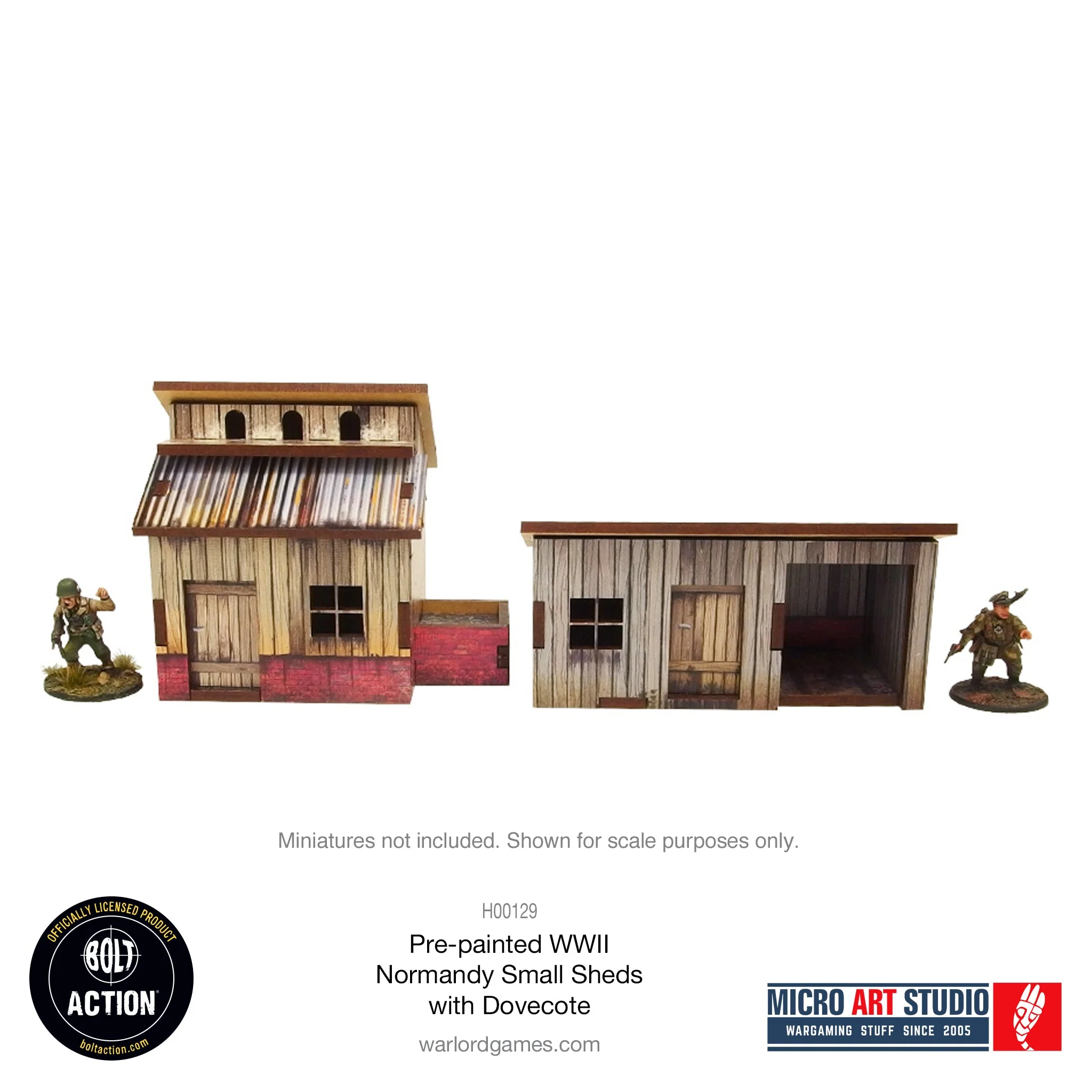 Pre-painted WW2 Normandy Small Sheds with Dovecote - Image 3