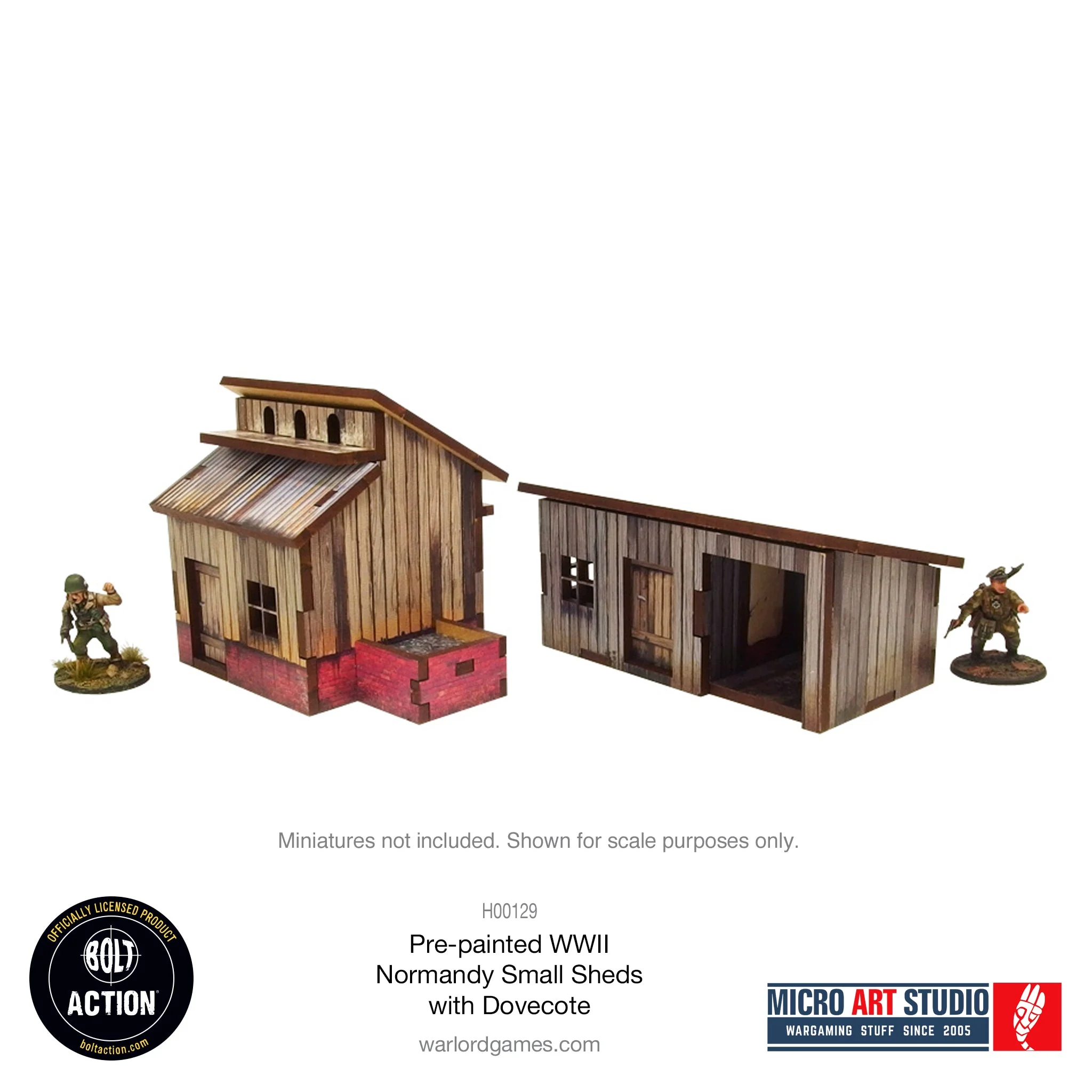 Pre-painted WW2 Normandy Small Sheds with Dovecote - Image 4