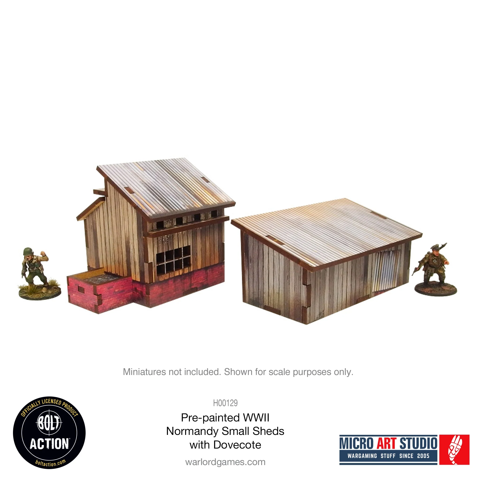 Pre-painted WW2 Normandy Small Sheds with Dovecote - Image 5