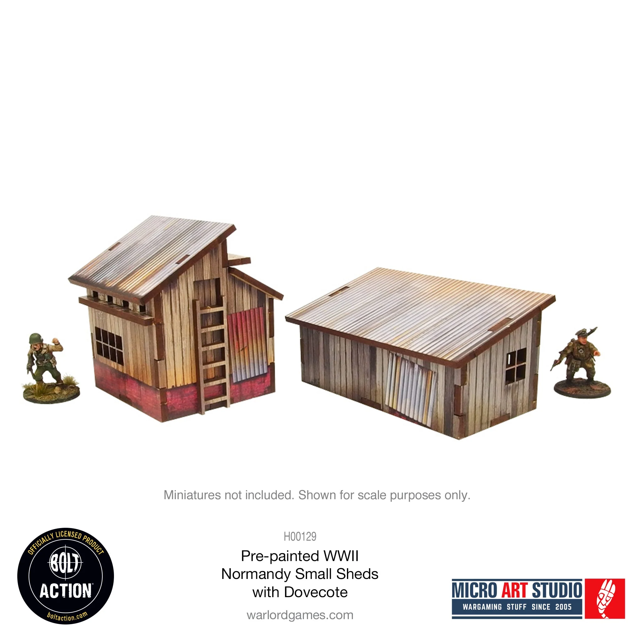 Pre-painted WW2 Normandy Small Sheds with Dovecote - Image 6