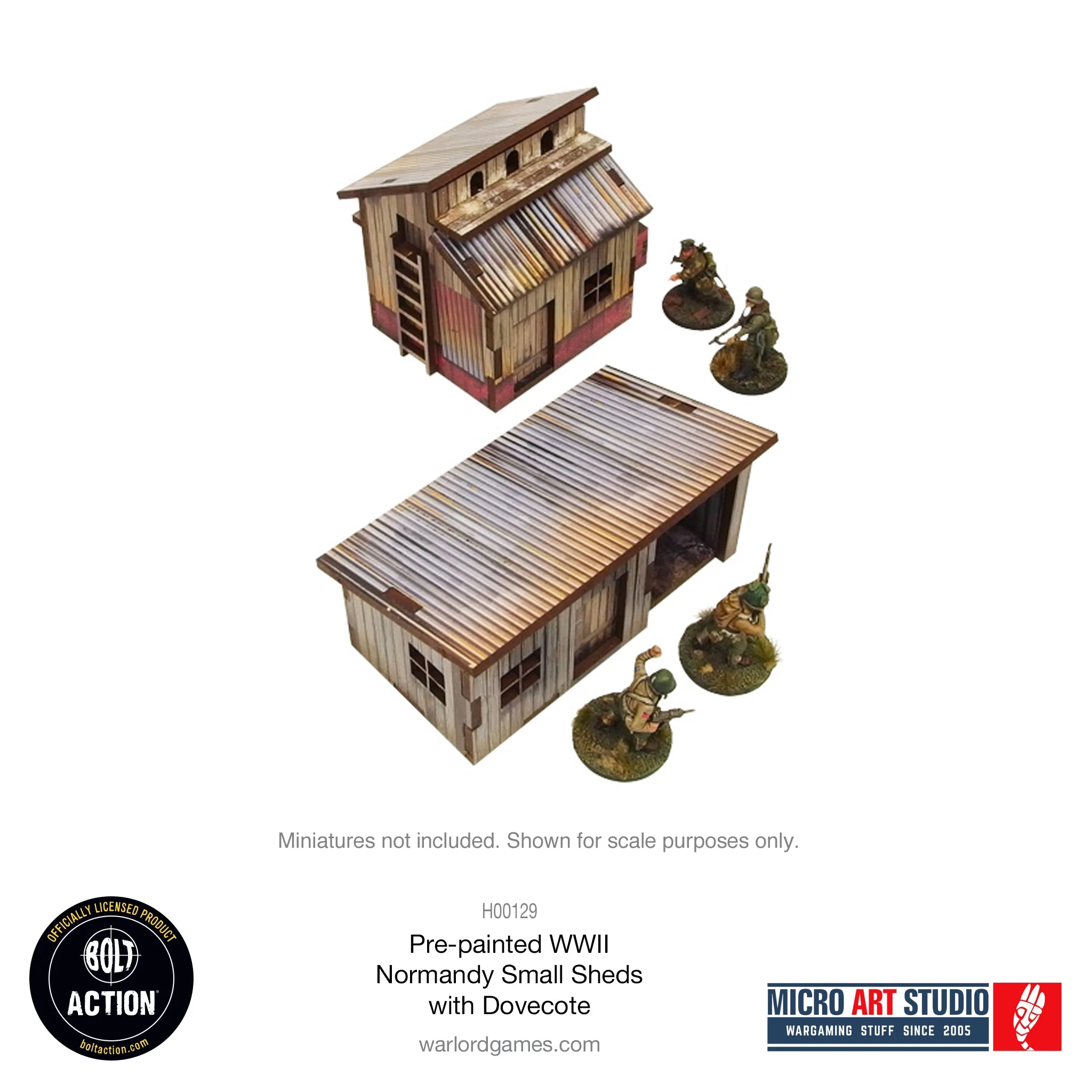 Pre-painted WW2 Normandy Small Sheds with Dovecote - Image 7