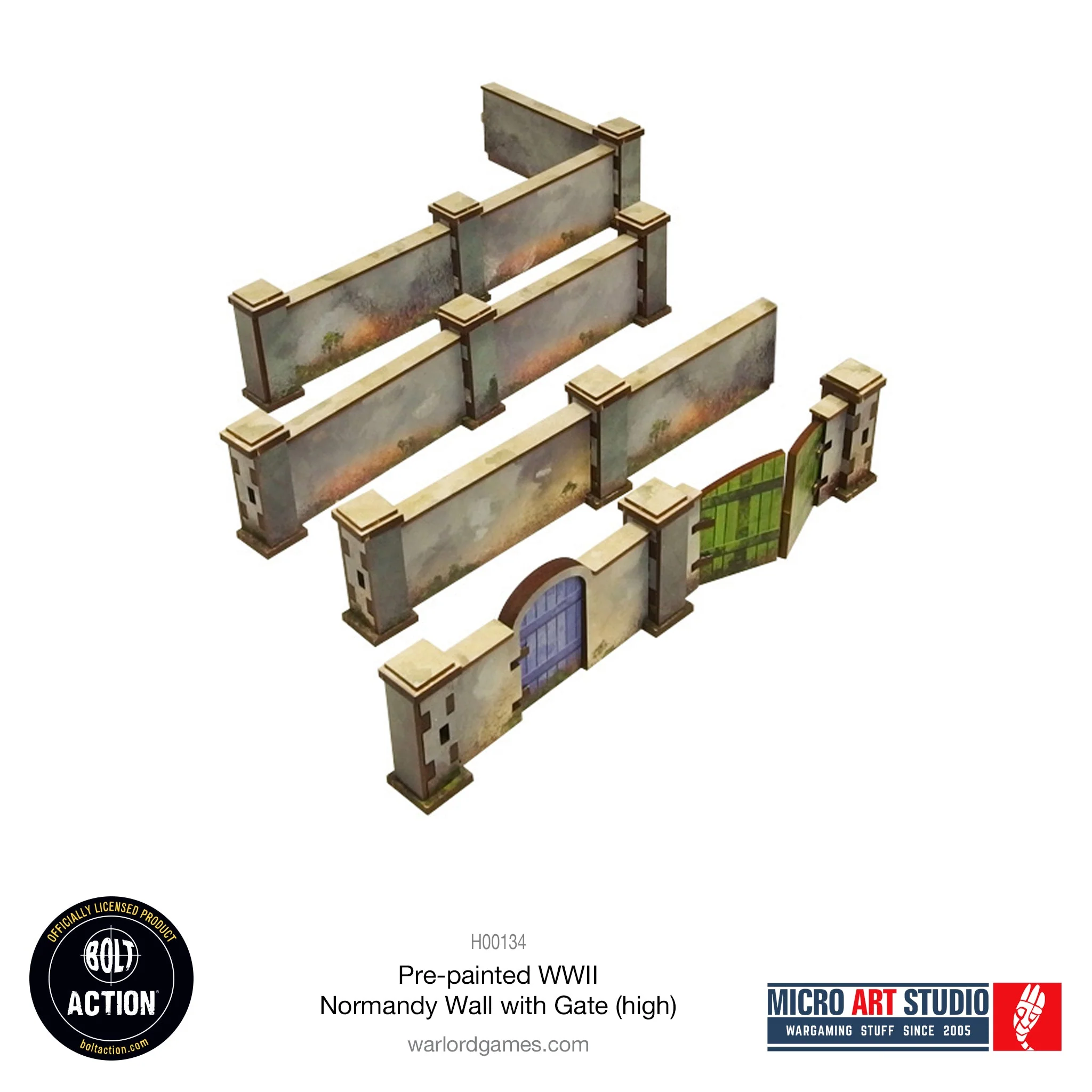 Pre-painted WW2 Normandy Walls with Gate (high) - Image 5