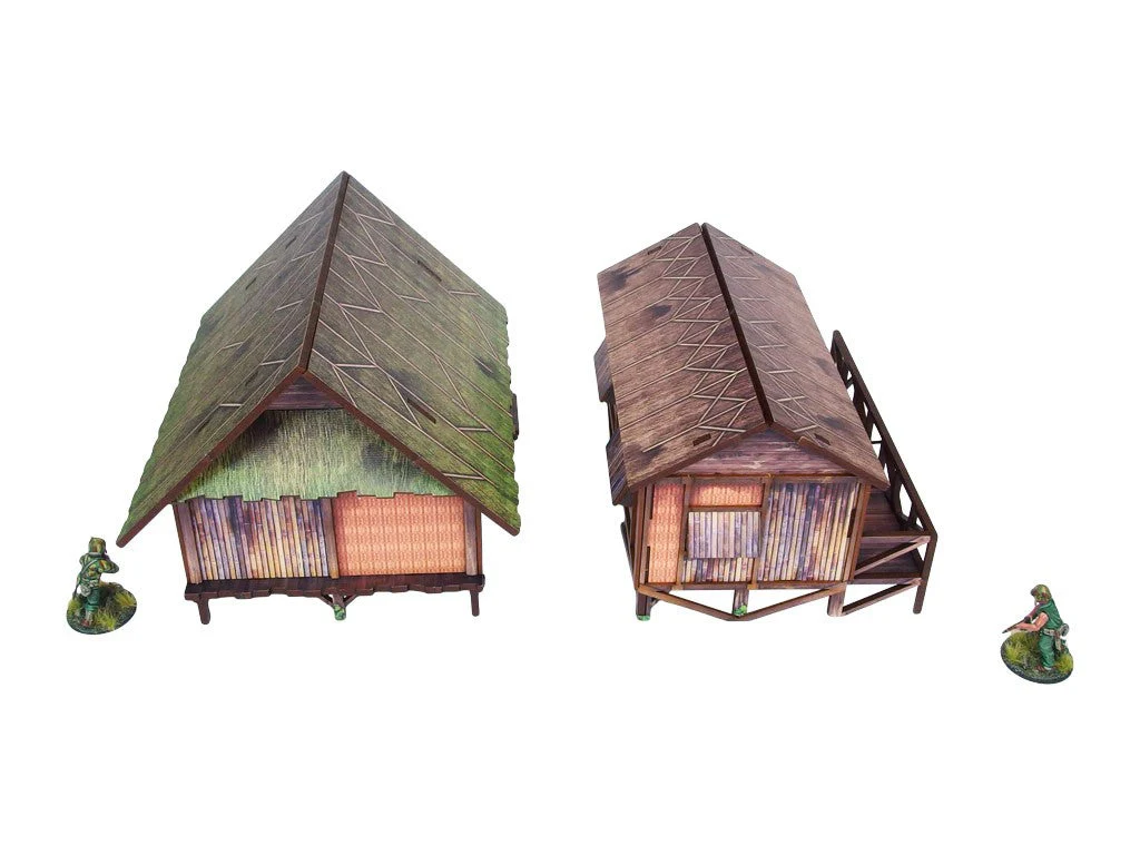 Pre-Painted WW2 Pacific Jungle Huts (2) - Image 11
