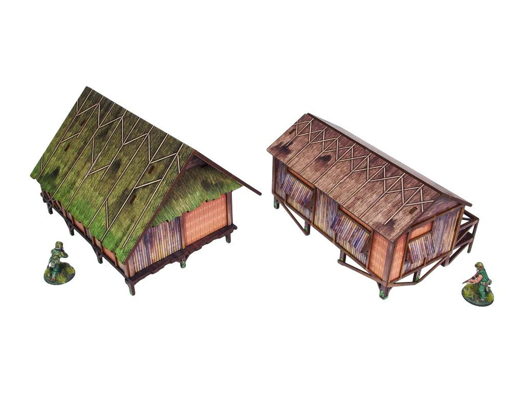 Pre-Painted WW2 Pacific Jungle Huts (2) - Image 2