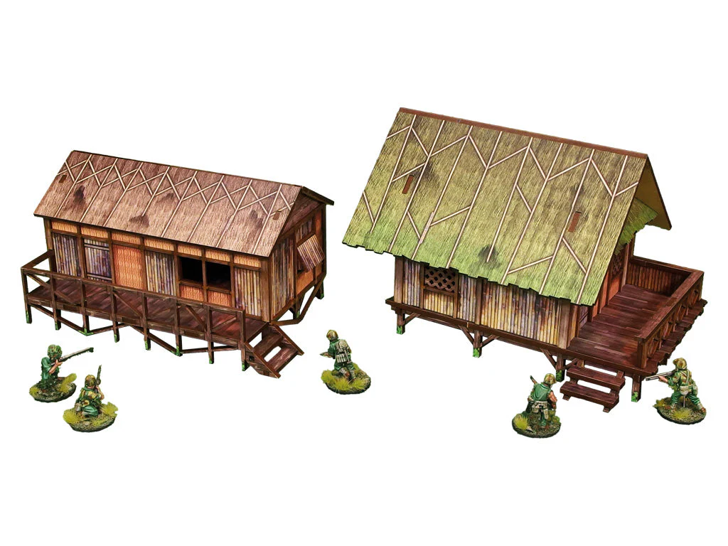 Pre-Painted WW2 Pacific Jungle Huts (2) - Image 3